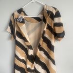 Mlle Gabrielle Vintage Gabrielle Black Tan Cream Striped Short Sleeve Shift‎ Mini Dress Medium Photo 4