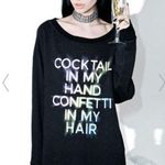 Wildfox Sweatshirt Cocktails Confetti Oversized Dark Grey Sweater Size S NWT Photo 2