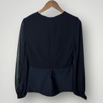 C/MEO COLLECTIVE  Black Sheer Sleeve Peplum Blouse Size L NWT‎ Photo 7