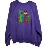VTG Laurel Burch Pullover Sweatshirt Felines in the Forest Crewneck Purple XL Photo 0