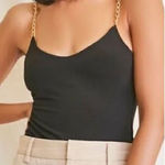 Black chain strap cami bodysuit top blouse L Size L Photo 0