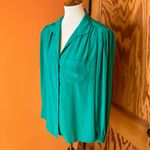Vtg 80s green dressy blouse Size 14 Photo 6