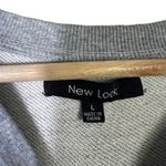 New Look Distressed Ripped Cotton Cropped Sweatshirt Womens L Gray Y2K Grunge Photo 5