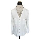 ZARA Womens Button Down Shirt Blouse Sz Medium White Minimalist Minimal Preppy Photo 1