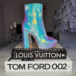 Alexandre Birman New  Loreta Holographic Leather Platform Bootie Boot Womens 37 Photo 2