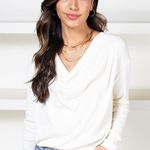 Bobi Los Angeles · Small · Cowl Neck Long Sleeve Top · Ivory · Lightweight Photo 0
