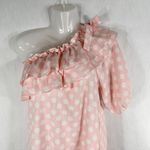 Lisa Marie Fernandez Target Large Dress One Shoulder Linen Polka Dot Pink‎ 1226 Pink Photo 3