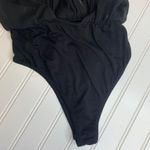 EXPRESS Deep V Chiffon Metallic Bodysuit Sz XS Black Gold Photo 7