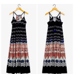 Anthropologie  printed tassel dress spring boho navy classic tribal spring casual Photo 1