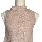 J.Crew  Women’s Lace Ruffle Neck Top Size XS Nude Sleeveless Lined Dress-up Photo 5