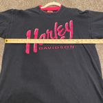 Harley Davidson  Motorcycles Vintage Fresno Hot Pink and Black Womens Ringer tee Photo 2
