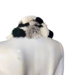 Genuine Rabbit Fur Black, Gray, & White Pom Pom Scarf Black Photo 2