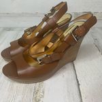 Coach Mary Jo Brown Leather Platform Wedge Slingback Buckle Strappy Sandals 8.5B Photo 2