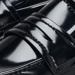 ZARA NWT black Rounded toe. FAUX PATENT LEATHER PENNY LOAFERS size 7.5 Photo 9