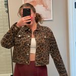 Hayden Cropped Cheetah Denim Jacket Photo 0