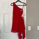 Mac Duggal  IEENA One Shoulder Knee Length Red Cocktail Dress Event Prom Sexy Photo 1