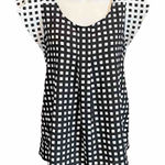 Motherhood Maternity scoop neck checkered lightweight cap sleeve top black white Photo 0
