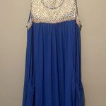 Umgee Lace Cream & Blue boho stye short dress with pockets Photo 3