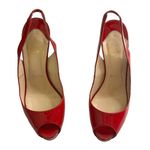Christian Louboutin Private Number Patent Leather Platform SlingBack Heel Red 36 Photo 2