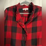 frame denim FRAME Buffalo Plaid Red and Black Button Up Long Sleeve Shirt Dress XS Photo 3