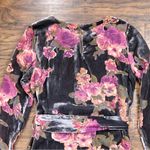 Dress Forum  • velvet floral shift dress grey burnout rose pink long sleeve mini Photo 7