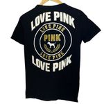 PINK - Victoria's Secret Victoria's Secret Pink Women's XS T-Shirt Black Neck Lacing Dog Logo Love Pink‎ Photo 2