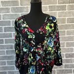Maeve Anthropologie  Black Floral Print Petal Palette Dress Women’s Size Small Photo 3