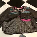 Anthropologie  Guinevere Cardigan Fair Isle Knit Sweater Capelet Brown Rainbow L Photo 3