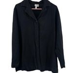 Eileen Fisher  Cardigan Size Large One Button Closure Linen Rayon Blend Black Photo 0
