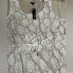 Apt. 9 Women’s Dress 👗 Fit & Flare White Lace Sleeveless 2X Nude lining Satin Belt Tie Photo 2
