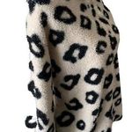 Loft NWT Henley Sweater Multicolor Size M Cheetah Sherpa Long Sleeve 1/4 Snap Photo 0