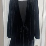 Black Velvet Polyester/ Spandex Kimono Open Front With Rope Style Tie Size L Size L Photo 1