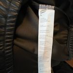 Fabletics  Leather Hoodie Women’s Bomber Jacket Black Vegan Pullover Sweatshirt S Photo 3