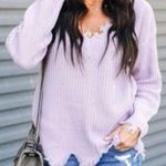 VICI Venus Lavender Distressed V Neck Sweater Photo 0