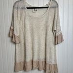 PPLA  knit scoop neck top ruffle trim 3/4 sleeve tunic size medium B10 Photo 0