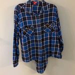 Bongo Womens Flannel Shirt - Blue Plaid - Size 1X Photo 0