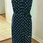 Tommy Hilfiger Blue w/ White & Red Polka Dots Sleeveless Collared Midi Dress Photo 0