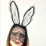 Lace Bunny Ear Headband Mask New Halloween Photo 3
