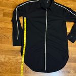 Ellen Tracy  Women’s XS Black White Tuxedo Stripe Long Sleeve Button Down Shirt Photo 4