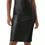 Spanx Leather Like Combo Shapewear Fitted Sheath Midi Dress in Black Size M NWT Photo 0