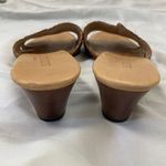 Tan Brown Braided Open Toe 90s Euro Leather Block Wedge Heels Sandals 6.5 Photo 5