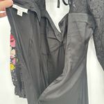 Topshop  Black Satin Long Midi Dress Floral Embroidery Size 2 Formal Photo 10