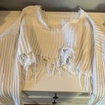 White Long Sleeve Cropped Sweater Size M Photo 0
