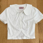 Mimi Muse Bea Collar Cropped Doll Blouse Size XS in White Photo 0