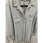 Umgee USA Button Down Shirt Dress Frayed Hem Distressed Medium Chambray Denim Gray Photo 2
