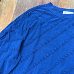 Anthropologie Saturday Sunday Blue Crew Neck Textured Puff Sleeve Tee Large Photo 1