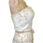 Classics by Eden Womens Wedding Gown Dress Strapless Lace and Jeweled Size 8 Tan Photo 4