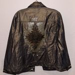 Chico's Vintage Chico’s Shiny Metallic Bronze Gold Denim Jacket Jean Jacket Photo 5