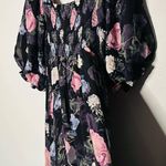 Nicholas Black Purple Floral 100% Silk Square Neckline A Photo 11