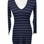 Revolve Capulet Size M Mini Dress Bodycon Navy White Stripe Rib Knit U Neck NEW Photo 1